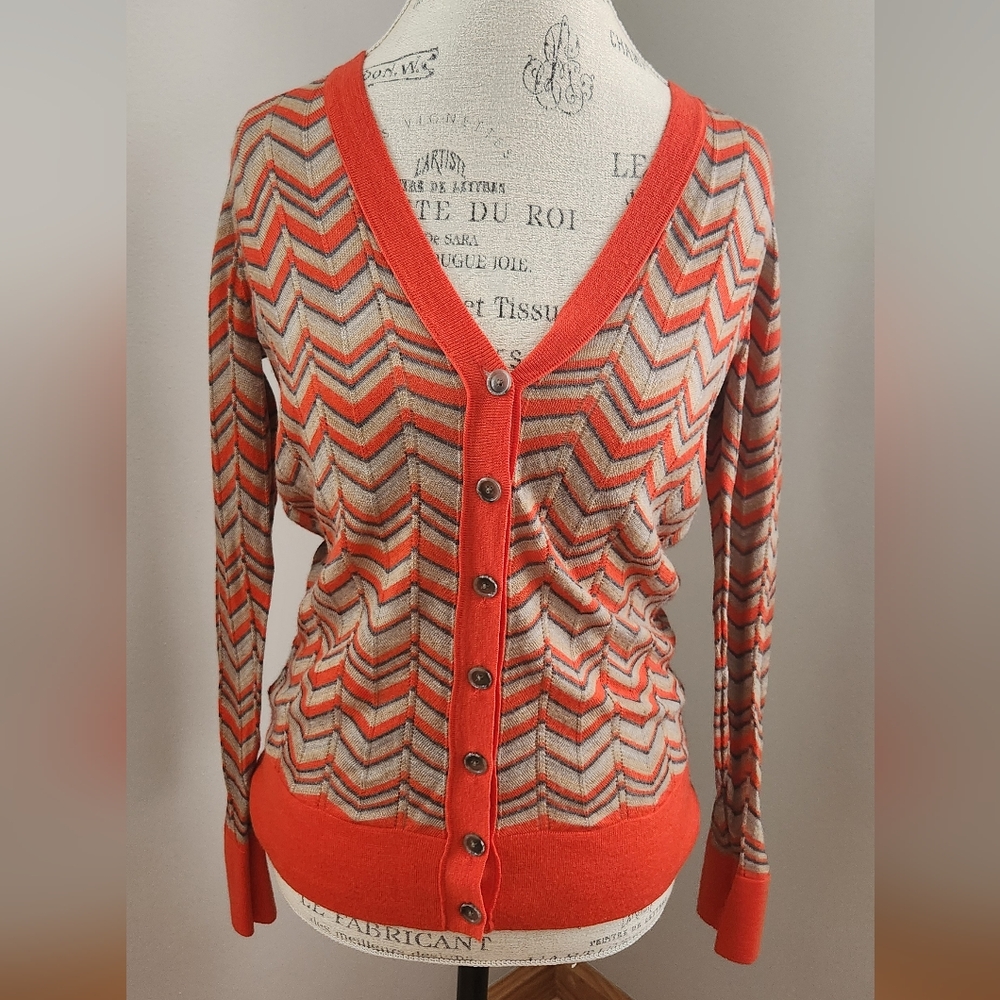 LOFT bright orange cardigan in size XS